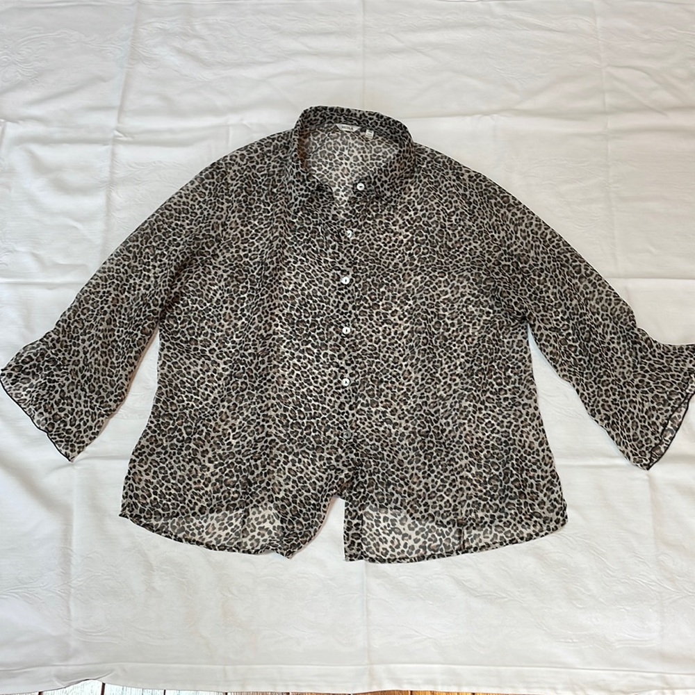 Nicola women’s sheer leopard print blouse